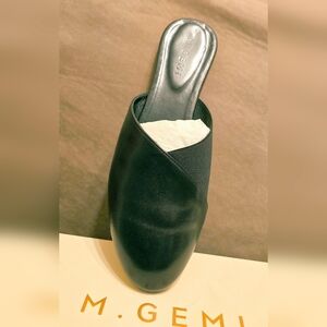 M. Gemi Elegant Tan Slip-On Mule (Size 9) Black Leather - Handmade in Italy